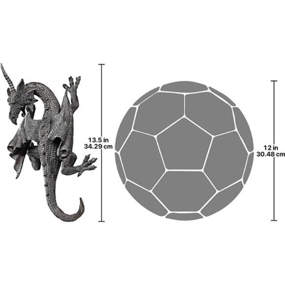 Horned Dragon of Devonshire Wall Sculpture 13 Inch, Single - Picture 3 of 6